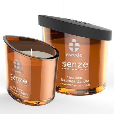 Candela da massaggio Senze Seduction - Chiodi di garofano, Arancia, Lavanda SWEDE – Olio da massaggio – Vista principale