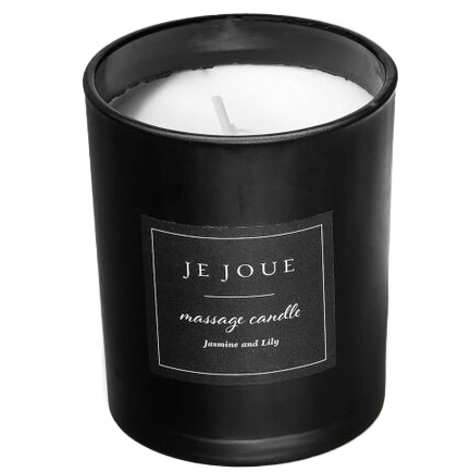 Bougie de massage Jasmin et Lys de Je Joue, bougie sensorielle premium idéale pour prolonger des messages coquins par un rituel de massage élégant et intimiste.