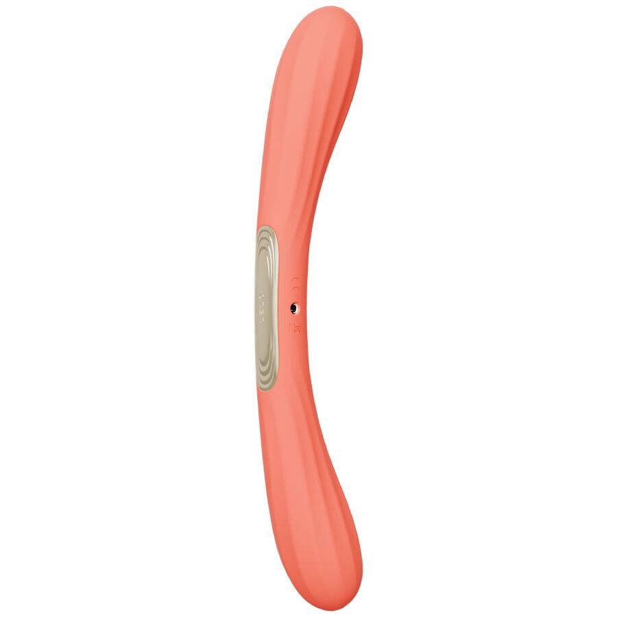 LELO Boomerang Rouge Corail – vibromasseur, vue latérale, port de recharge visible