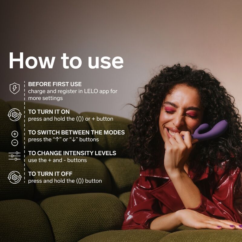 LELO INA Thrust Violet – mise en situation, embout visible