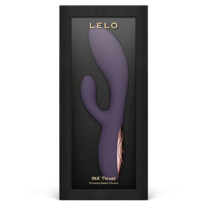 LELO INA Thrust Violet – vibromasseur, emballage, embout visible