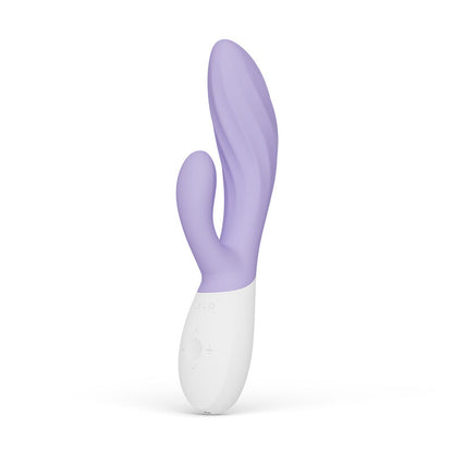 LELO INA Twist Lavande – vibromasseur, vue de face, commandes visibles, détail de la texture
