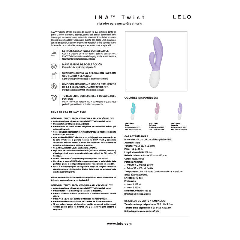 LELO INA Twist – vibromasseur, schéma technique (visuel 20)
